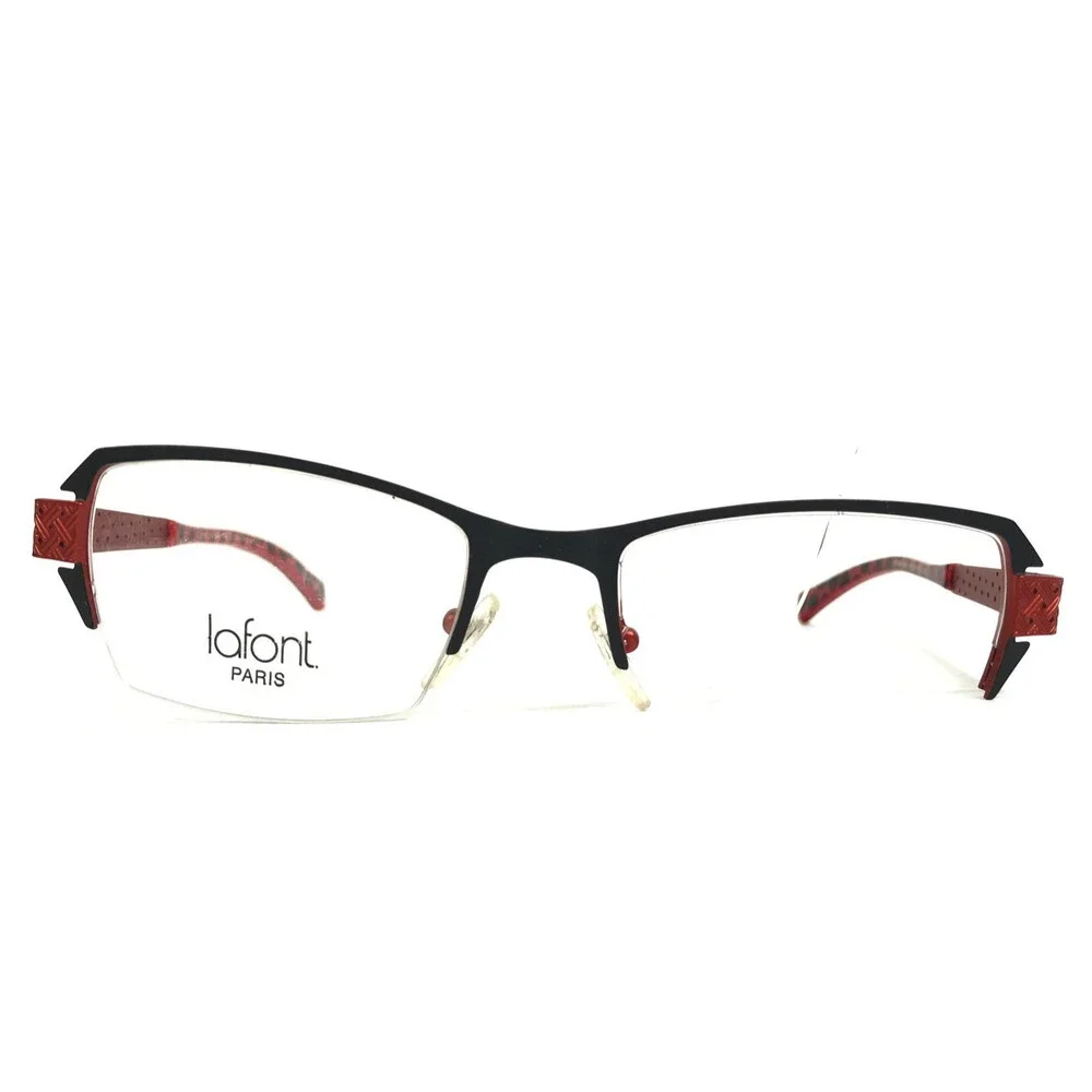 Jean Lafont Eyeglasses Frames IRENE 165 Black Red Cat Eye Half Rim 51-19-134